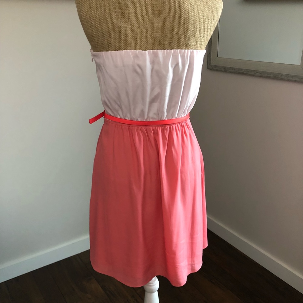 Pink & Coral Ruffle Trim Strapless Dress - Picture 8 of 13